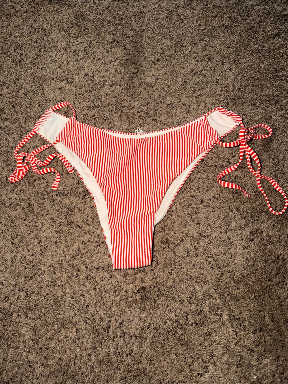 Red Stripe Tie-Side Bikini Bottoms